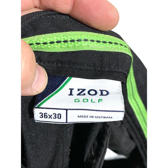 Izod Golf Black Pants Mens 36 x 30 Preppy Country Club Resort Classic Flat Front - Picture 5 of 6